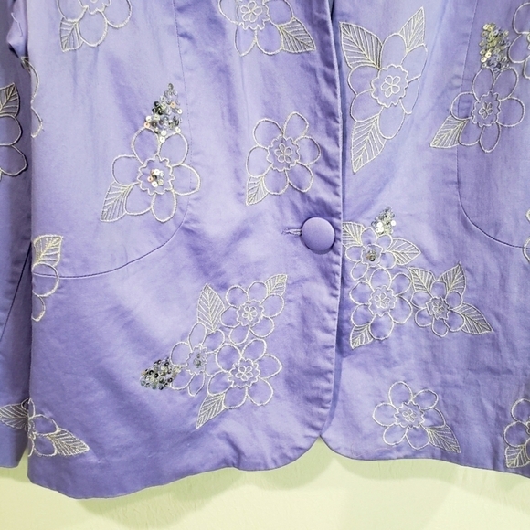 Trenz By Thereza Renz Padded Shoulders Embroidered Blazer / Jacket size 2X - Picture 3 of 13